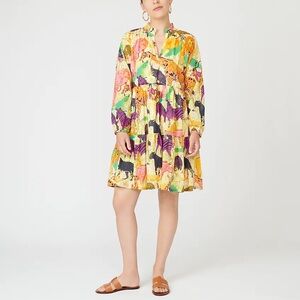 J. Crew Tiered Popover Ratti Safari Long Sleeve Dress XS fits like S